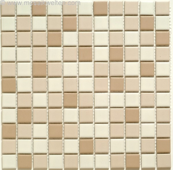 1 Karton / 1,01 qm Keramikmosaik elfenbein- beige Mix matt