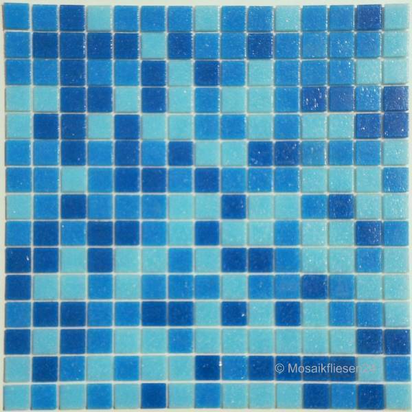 Glasmosaik Crystal Azul Mix Mosaikfliese dunkelblau blau hellblau weiß Pool Bad 