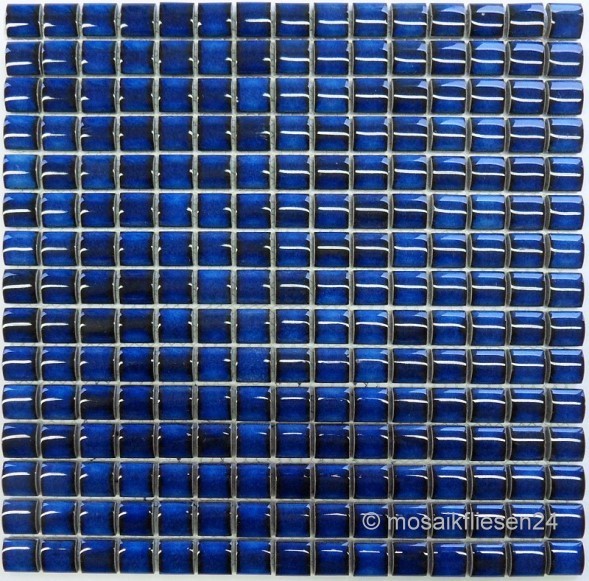 1 Karton/ 0,93qm Keramikmosaik blau Welle glänzend