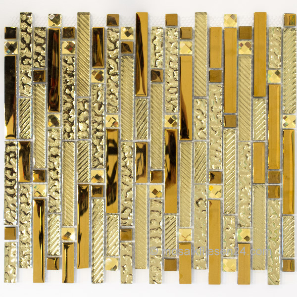1 Karton / 5 Matten Crystal Edelstahl Mosaik Mix 5M gold