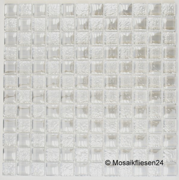 1 Karton / 5 Matten Crystal Glasmosaik Struktur 5M perl weiss