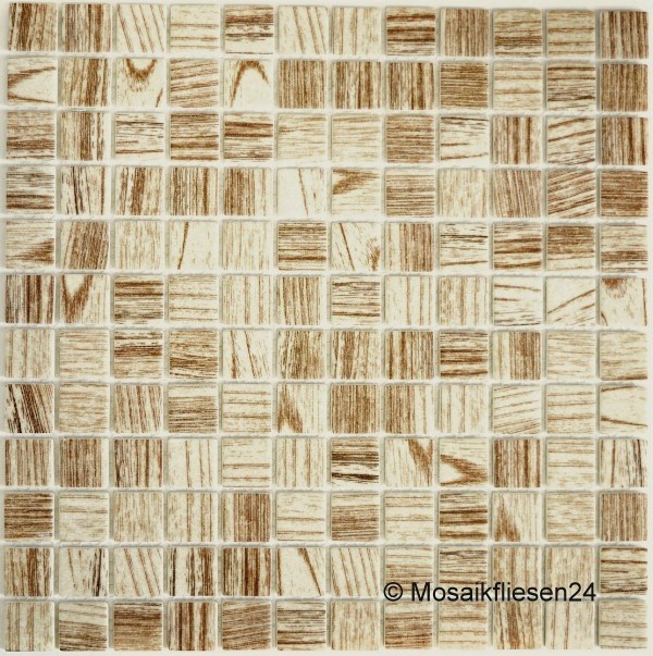 1 Karton / 5 Matten Glasmosaik Wood Holzstruktur 5M matt beige