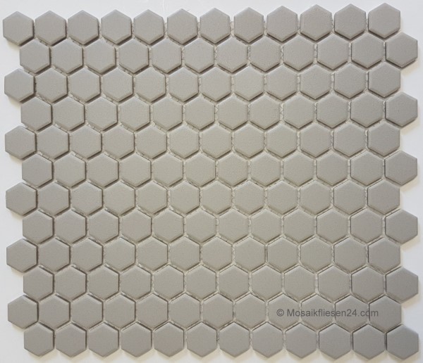 1 Karton/ 12 Matten Keramikmosaik 12M Hexagon 23 hellgrau R10