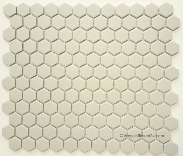 1 Karton / 12 Matten Keramikmosaik 12M Hexagon 23 perlweiss R10