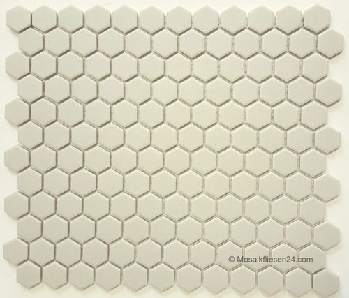 1 Karton / 12 Matten Keramikmosaik 12M Hexagon 23 perlweiss R10