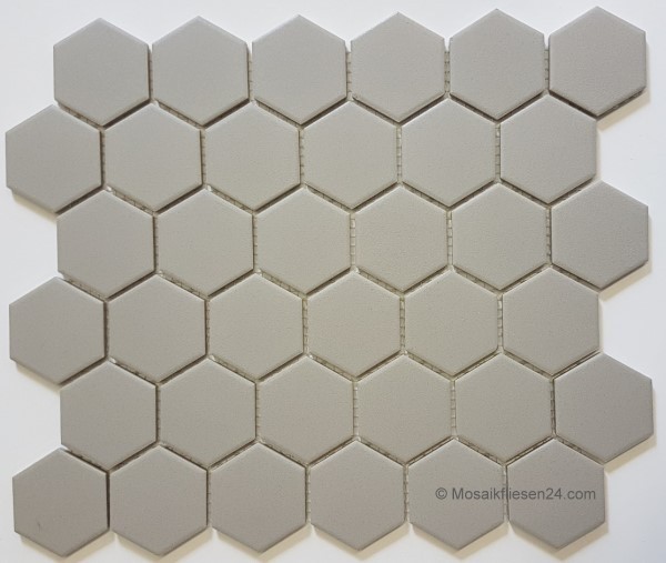 1 Karton / 12 Matten Keramikmosaik 12M Hexagon 51 hellgrau R10