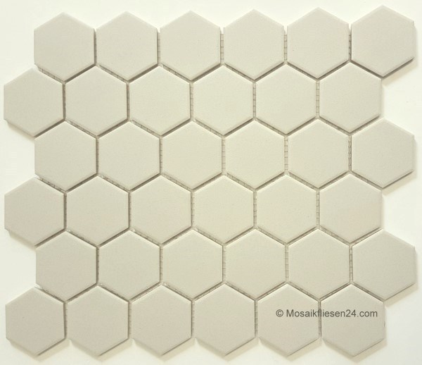 1 Karton / 12 Matten Keramikmosaik 12M Hexagon 51 perlweiss R10