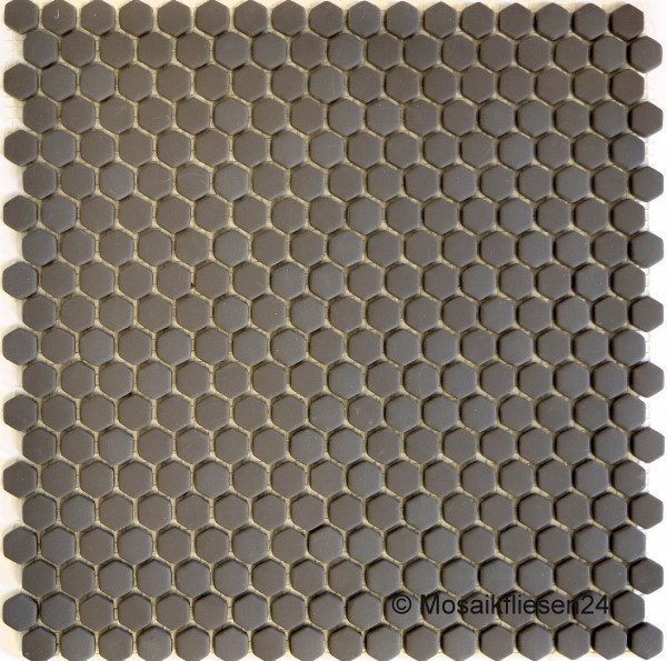 1 Karton / 10 Matten Glasmosaik Hexagon Mini 10 M staubgrau matt