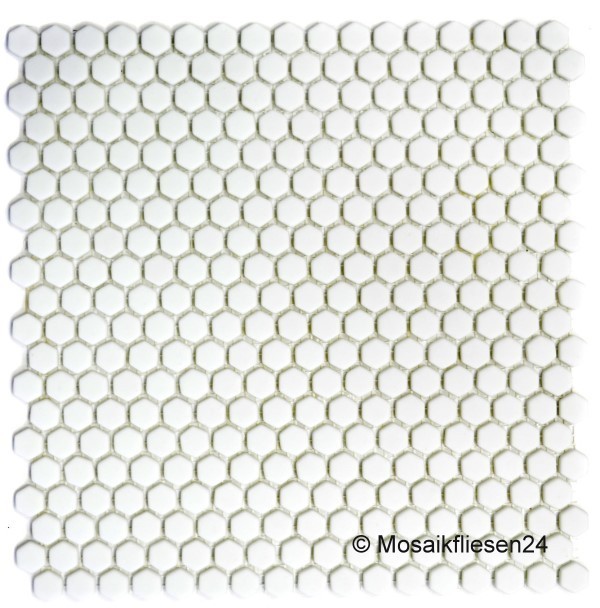 1 Karton / 10 Matten Glasmosaik Hexagon Mini 10M weiss matt