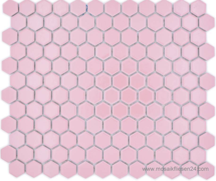 1 Karton/ 12 Matten Keramikmosaik Hexagon 23 rose glänzend