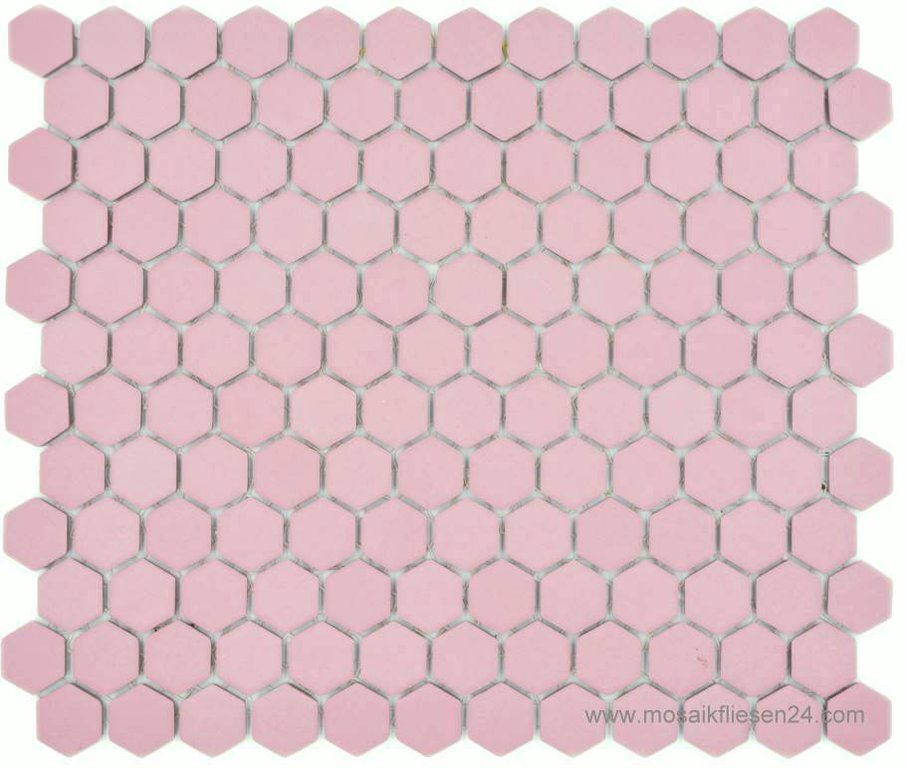 1 Karton/ 12 Matten Keramikmosaik Hexagon 23 rose matt R10B