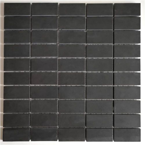 1 Karton/ 10 Matten Feinsteinmosaik schwarz Rechteck matt