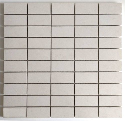 1 Karton/ 10 Matten Feinsteinmosaik elfenbein Rechteck matt