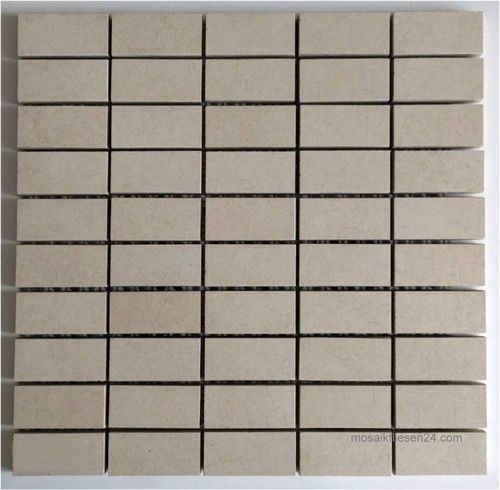 1 Karton/ 10 Matten Feinsteinmosaik sandbeige Rechteck matt