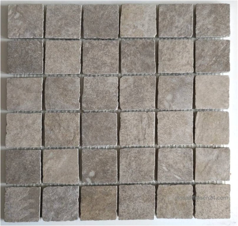 1 Karton/ 10 Matten Feinsteinmosaik sandgrau naturell matt