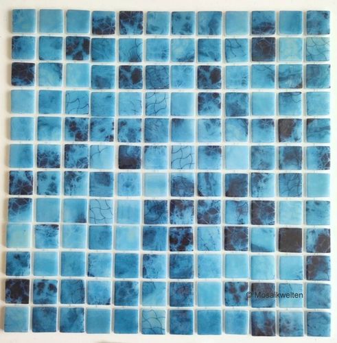 1 Karton / 10 Matten Glasmosaik Eco Minerals ocean blau glänzend