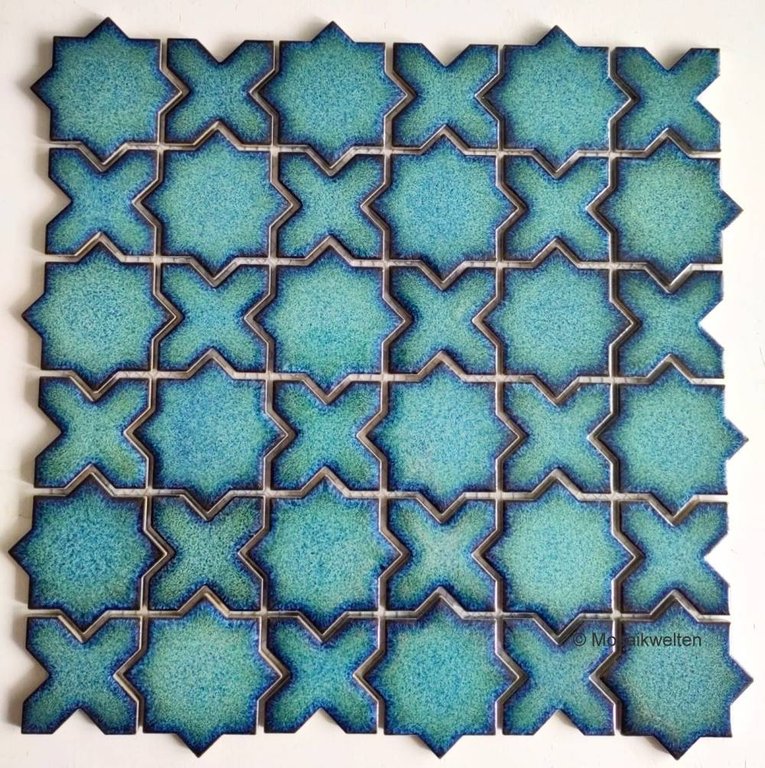 1 Karton /10 Matten Keramikmosaik Orient grün blau glänzend