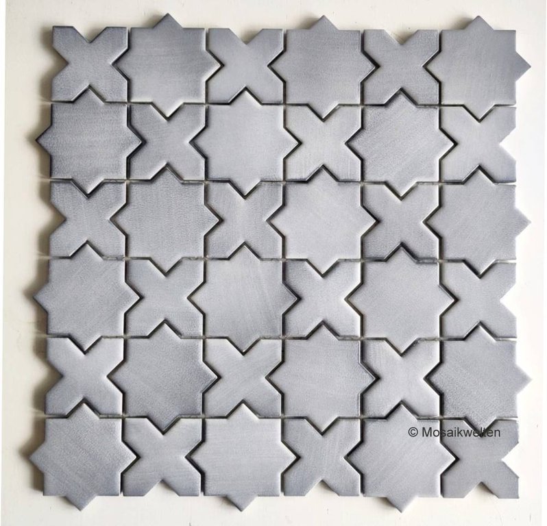 1 Karton /10 Matten Keramikmosaik Orient grau glänzend