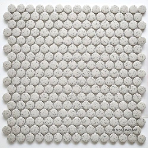 1 Karton / 10 Matten Keramikmosaik SP Knopf  natur gesprenkelt matt R10 rutschfest